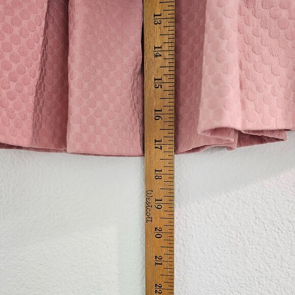 ELLE Sz 10 Y2K Pink Textured Pleated Skater Skirt Zipper Closure Lined Preppy - Picture 5 of 10